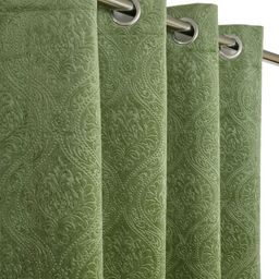 Aura Green 3 Pieces Ethnic Motifs Printed Velvet Long Door Curtains-picture-44
