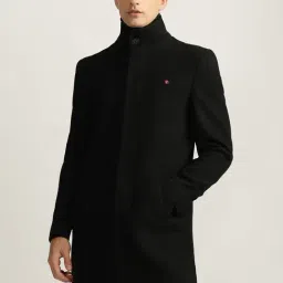 Iconic Black Regular Fit Overcoat-image-30