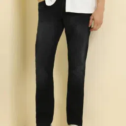 Allen Solly Navy Cotton Slim fit Solid Jeans-picture-36