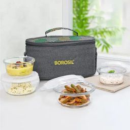 Borosil Foodluck Olive Lunch Box Set of 4 ( Olive, 240 ml, 400 ml)-picture-48