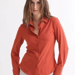 RAREISM Orange Cotton Solid Long Sleeves Shirt-image-38