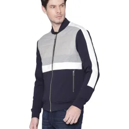 Antony Morato Navy & Grey Cotton Regular Fit Colour Block Sweatshirt image 3