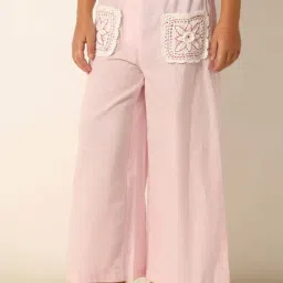VERO MODA GIRL Pink Cotton Embroidered Pants-image-15