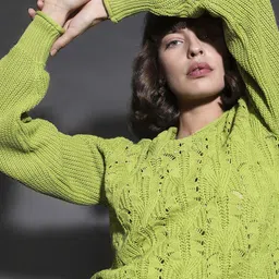 Vero Moda Self Design Open Knit Pullover-36