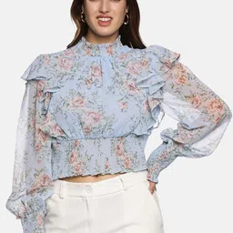 ISU Women Floral Printed Cinched Waist Top-picture-21