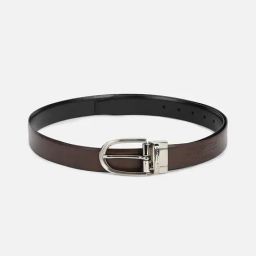 Louis Philippe Black Leather Solid Reversible Belt-image-53