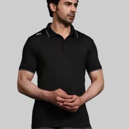 Dida Black Polyster Regular Fit Solid Polo T-Shirt-picture-17