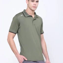 Dida Green Polyster Regular Fit Solid Polo T-Shirt-picture-43