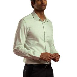 Turtle Off White Cotton Slim Fit Jacquard Shirt-image-11