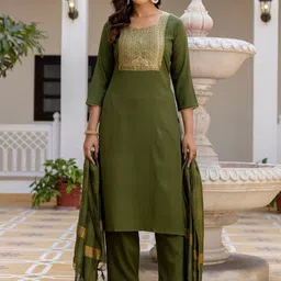 NIZA FASHION Women Woven Design Kurta with Trousers & Dupatta-10