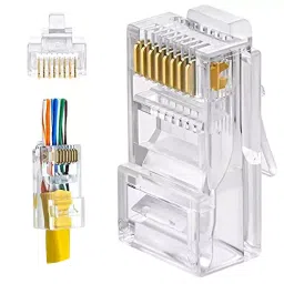 FEDUS Cat5, Cat5e, Cat6 8P8C RJ45 Connector ‎Gold (Pack of 10 Pcs)-11