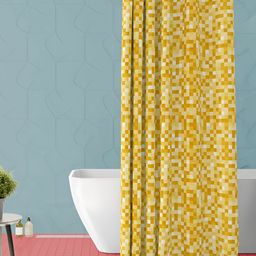 ArtzFolio Yellow & Beige Printed Waterproof Shower Curtain-image-29