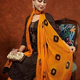 DIVASTRI Ethnic Motifs Embroidered Chanderi Silk Straight Kurta With Trousers With Dupatta-13