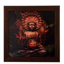 eCraftIndia Multicoloured Spiritual Buddha Satin Framed Wall Art-image-38