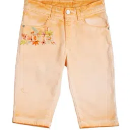 Gini & Jony Kids Peach Embroidered Pedal Pusher-image-72