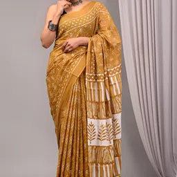 PALLO LATKE Ethnic Motifs Printed Pure Cotton Block Print Saree-13