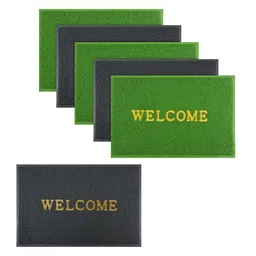 Kuber Industries Set Of 6 Green & Grey Anti-Skid Doormats-10
