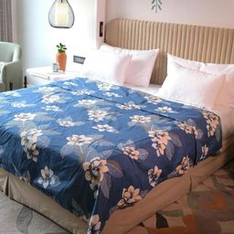 Pure Decor Blue & White Floral Microfiber AC Room 300 GSM Double Bed Comforter-image-70