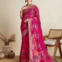 OFLINE SELECTION Floral Printed Cotton Saree-picture-7