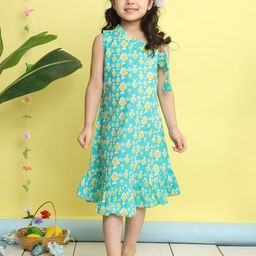 Here&Now X Kinder Kids Girls Conversational Printed Cotton A-Line Dress-image-115