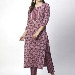 KALINI Women Ethnic Motifs Printed Regular Kurta with Trousers-picture-11
