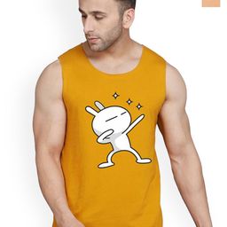 SLOWLORIS Pack Of 2 Printed Round Neck Sleeveless Bio-Wash Cotton Gym Vests-picture-33
