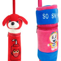 SS Impex Milk bottle cover SoSweet Dog Soft Plush Stretchable Baby Feeding Bottle cover Combo Pack - Red Pink-picture-16