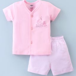 Zero Interlock Cotton Knit Half Sleeve Night Suit Bunny Print - Peach-image-35