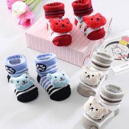 Cute Walk by Babyhug Ankle Length Socks Animal Applique Pack of 3 - Red & Blue-image-23