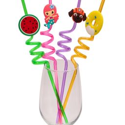 Paper Moon Set of 4 Reusable Cute Spiral Drinking Straws for Kids - Design May Vary-image-3