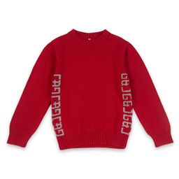 GINI & JONY Woven Full Sleeves Pullover Sweater With Solid Colour & Text Design - Red-image-26
