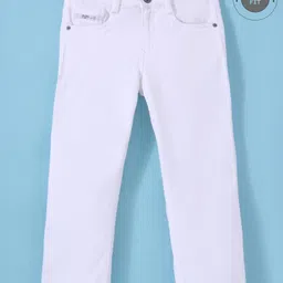 Ruff Denim Woven Full Length Solid Colour Jeans - White-picture-0