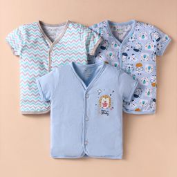 OHMS Single Jersey Half Sleeves Jhablas With Animal Print Set of 3 - Light Blue-image-65