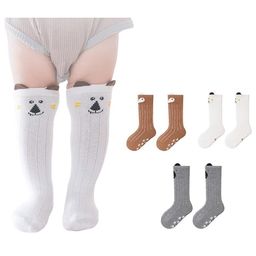 MOMISY Pack Of 3 Cartoon Face Designed Knee Socks - Brown White & Grey-image-33