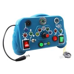 Kidology Toddler Busy Board Sensory & Educational Travel Toy with Switch Light Game, Soft Lighting for Hand-Eye Coordination & Brain Development, Blue-1