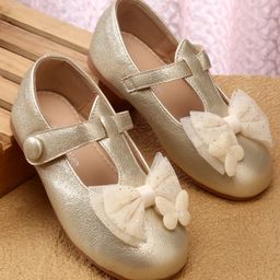Babyoye Ballerina with Buckle Closure & Bow Applique - Golden-image-70