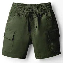 Ruff Cotton Woven Above Knee Length Solid Coloured Bermuda Short With Side Pockets - Olive Green-picture-49