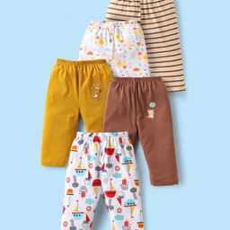 OHMS Single Jersey Knit Lounge Pants with Animal Nautical Theme Print & Stripe Design Pack of 5 - Multicolor-picture-13