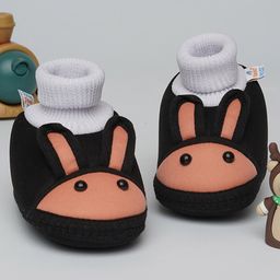 Neska Moda Rabbit Face Applique Detailed Slip On Booties - Black-picture-22