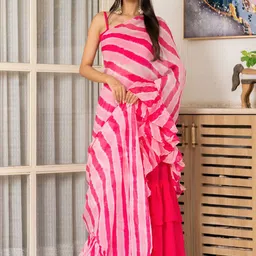 HOUSE OF JAMOTI Leheryaari Pink Ready To Wear Saree-42
