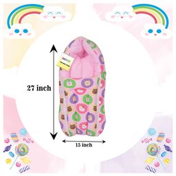 Kwitchy Baby Bedding Set New Born Mattress with Mosquito Net & Sleeping Bag Combo - Pink image 3