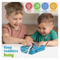 Kidology Toddler Busy Board Sensory & Educational Travel Toy with Switch Light Game, Soft Lighting for Hand-Eye Coordination & Brain Development, Blue image 3