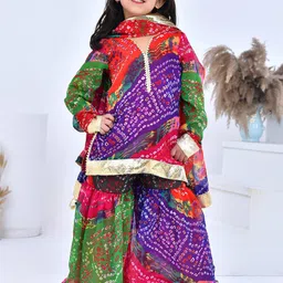 Bannhi Girls Ethnic Motifs Printed Regular Kurta with Palazzos & With Dupatta-picture-7
