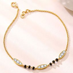GIVA Women 18 Kt Gold Isha Diamond Mangalsutra Bracelet-image-10