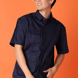 V-Mart Men Spread Collar Solid Cotton Casual Shirt-image-87