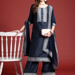 Anouk Ethnic Motifs Regular Kurta With Palazzos & Dupatta-27