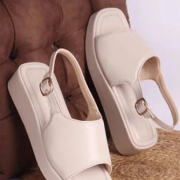TRYME Women's Cream Back Strap Sandals-image-62
