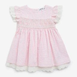 HOP Baby by Westside Pink Seersucker Striped Cotton A-Line Dress-image-96
