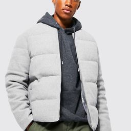 boohooMAN Wool Look Padded Jacket-image-16
