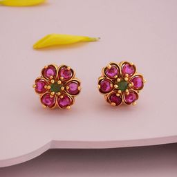Kushal's Fashion Jewellery Gold-Plated Artificial Stones Studded Classic Antique Studs-image-95